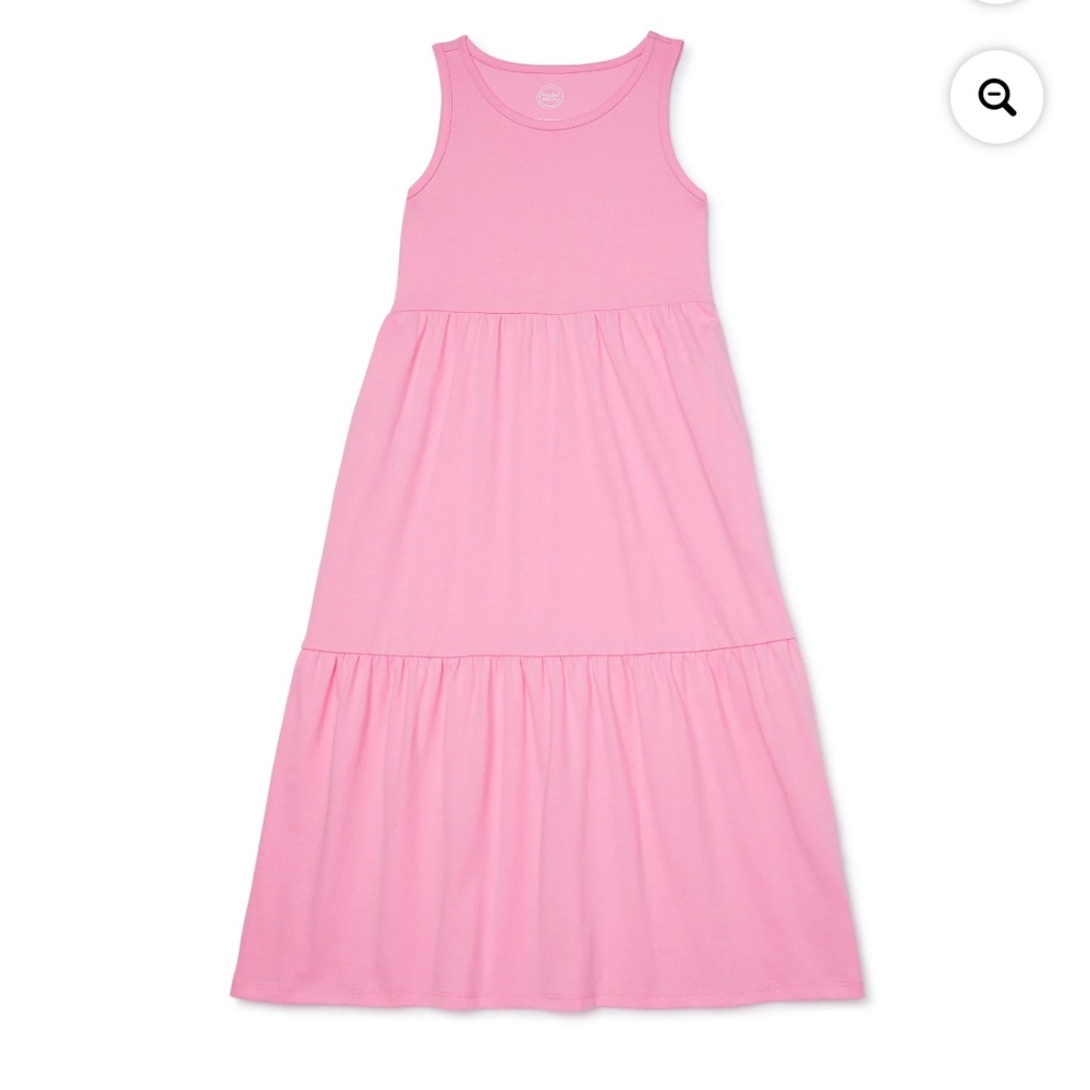 Wonder Nation Girls Pink Tiered Midi Dress Size 7-8 NEW